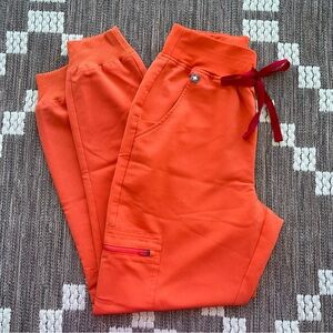 FIGS Orange Sunset Zamora High Waisted 2.0 Jogger Scrub Pants XSP